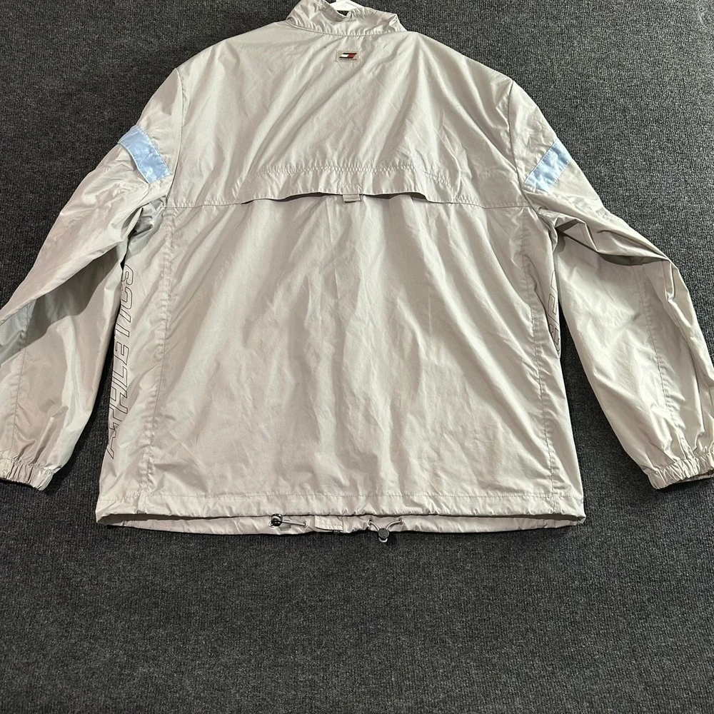 Tommy Hilfiger Athletics Windbreaker Jacket Men's XXL Gray Blue Retro Zip Up Y2K